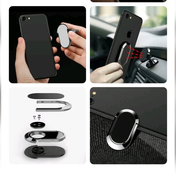 Set of 2 360°Rotation Finger Ring Holder Stand Magnetic Bracket For Mobile Phone - Picture 4 of 8